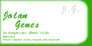 jolan gemes business card